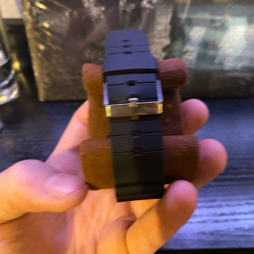 Black Watch Strap with Silver Buckle